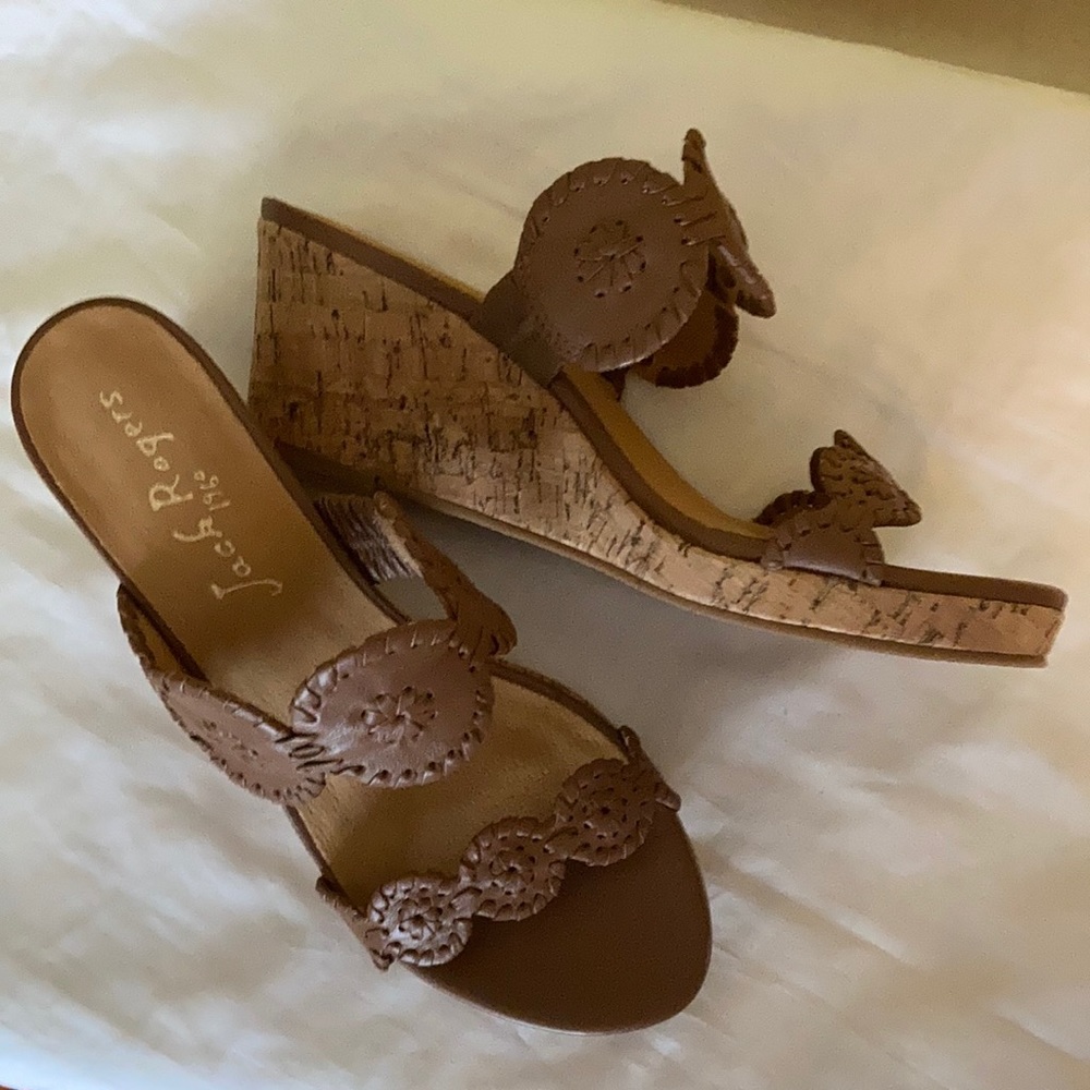 Jack Rogers Lauren Mid Wedge Cognac, Size 8